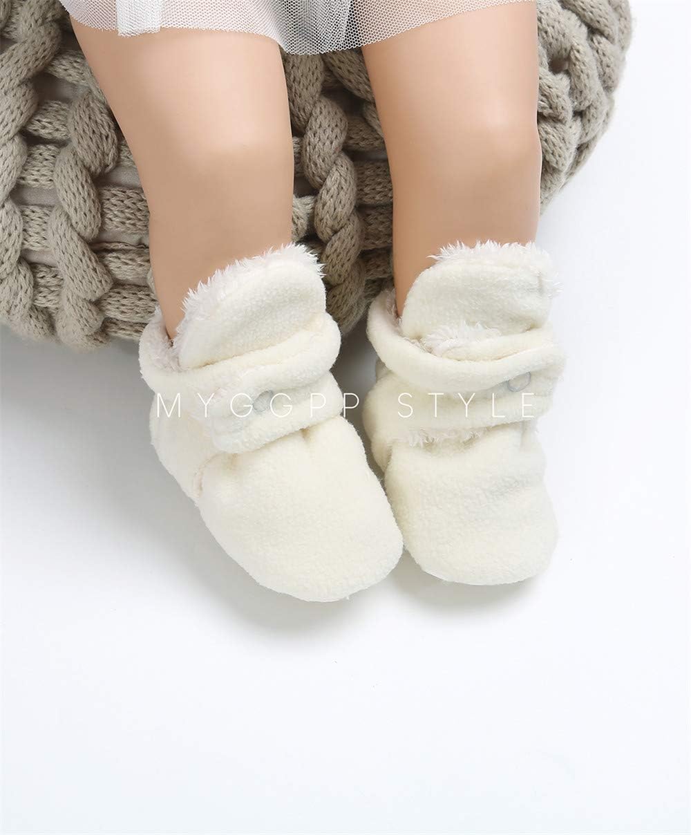Infant Baby Girls Boys Fleece Booties Soft Non-Slip Sole Winter Warm Cozy with Grippers Stay On Socks Newborn Toddler First Walkers Crib Shoes - Image 3